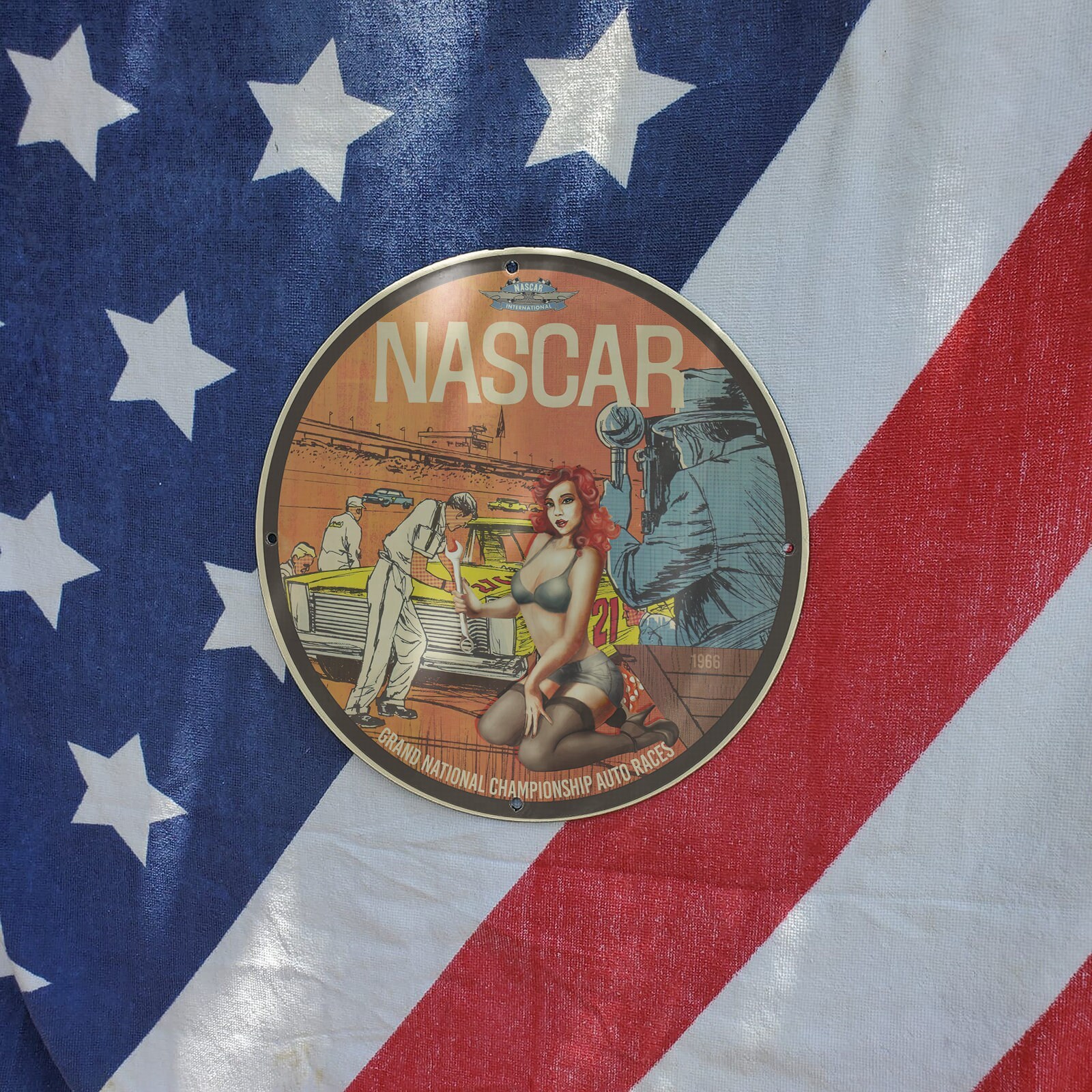 Auto Races Sign 1966 Vintage Style Grand National Championship Auto Races Fantasy ...