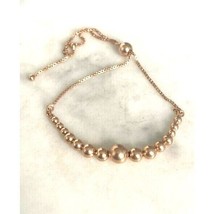 ROSE GOLD PLATED 925 STERLING SILVER BOLO  CLOSURE BEADED  BRACELET SKY - $35.64