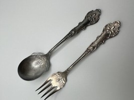 Antique 1847 Rogers Charter Oak Sugar Spoon And Individual Salad Fork - £46.93 GBP