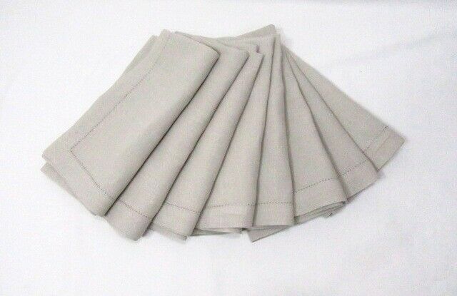 Primary image for Coming Home Lands End Grey Linen 8-PC Dinner Napkin Set