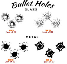 Bullet Holes Vinyl Decal Sticker Car Window Wall Bumper Set of 3 Metal G... - $5.24+