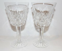 STUNNING PAIR OF SIGNED WATERFORD CRYSTAL LISMORE 5 7/8&quot; CLARET WINE GLA... - $56.62