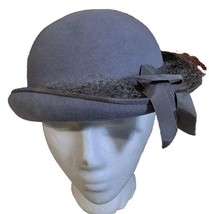 Vintage Bellini NY Geo W. Bollman 100% Wool Felt Grey Bucket Hat Womens Costume - £63.29 GBP