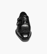 25458 Stacy Adams Leather Shoes Toscano Double Monk Strap Black Navy image 5