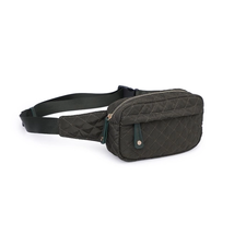 Teo Quilted Nylon Fanny Pack Belt Bag Sling Bag Olive - £34.88 GBP