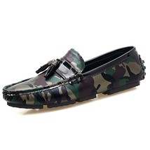 Camouflage Men Loafers Slip On Moccasins Army Green Driving Shoes Mocassim Mascu - £46.86 GBP