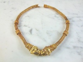 Womens Vintage Estate 21k Gold Lioness Necklace w/ Garnet Eyes 67.3g E755 - £17,278.27 GBP