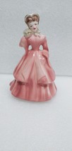 Vintage Florence Ceramics Pasadena California Pink White Gold Irene Figurine 6&quot; - £13.52 GBP