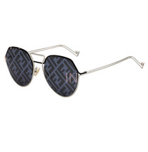 FENDI GRID 0073 Silver Gray F Print Mirror Monogram Metal Sunglasses FFM0073S - £301.86 GBP