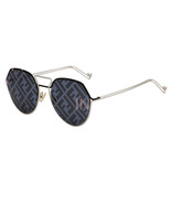 FENDI GRID 0073 Silver Gray F Print Mirror Monogram Metal Sunglasses FFM... - £290.46 GBP