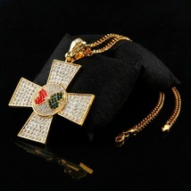Elvis Presley Nugget Heart Cross Concert Gold Plated Necklace Maltese Pendant - £63.80 GBP