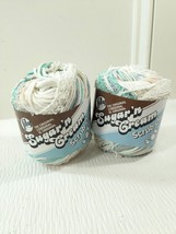 NEW Lily Sugar &#39;N Cream Scrub off yarn set 2 bubble white teal grey aqua mint - £9.50 GBP
