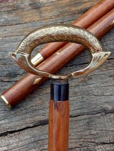 Victorian Handle Designer Brass Vintage Wooden Walking Stick Cane - £54.91 GBP