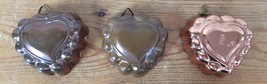 Set 3 Small Vtg Antique Primitive Copper Heart Pudding Cake Molds 3&quot; Wal... - £31.44 GBP