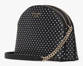 Kate Spade Spencer Black / Silver Polka Dot Double Zip Dome Crossbody K4547 FS - £73.10 GBP