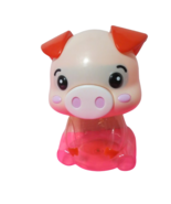 Plastic Pink Clear Piggy Bank 11&quot;T Pig Shape Pink Rope Handle Free Standing - £11.87 GBP