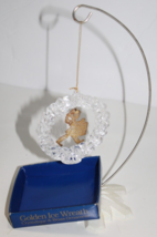 Acrylic Ice Wreath Gold Tone Hanging Brass Drummer Boy Christmas Ornamen... - $186.27 MXN