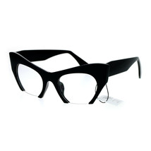 Womens Fashion Clear Lens Glasses Cropped Cateye Eyeglasses Frame UV 400 - £14.81 GBP