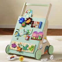 Wooden Baby Walker Toddler Push Busy Board Activity Center Dinosaur Boy ... - $39.88