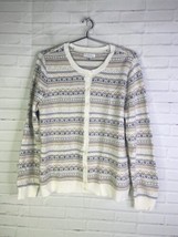 Croft &amp; Barrow Womens Fair Isle Sweater Button Up Cardigan Grandma Chic ... - $13.85