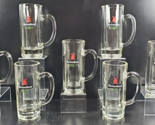 7 Heineken Beer Glass Mugs Set Vintage Clear Steins Panel Facet Handled ... - $78.87
