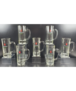 7 Heineken Beer Glass Mugs Set Vintage Clear Steins Panel Facet Handled ... - £62.81 GBP