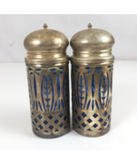 Vintage Avon Royal Sapphire Silver Plate Cobalt Blue Grass Salt &amp; Pepper... - €12,52 EUR