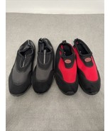 Lot of 2 Pair Water Shoes Sun Surfer Size 43 LG 11/12 Black &amp; Red Scuba ... - $374.59 MXN
