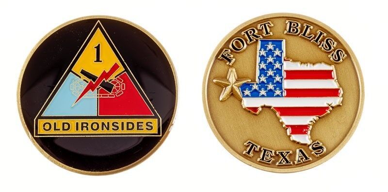 Primary image for ARMY FORT BLISS OLD IRONSIDES 1ST ARMORED  CHALLENGE COIN
