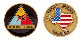 ARMY FORT BLISS OLD IRONSIDES 1ST ARMORED  CHALLENGE COIN - £29.47 GBP