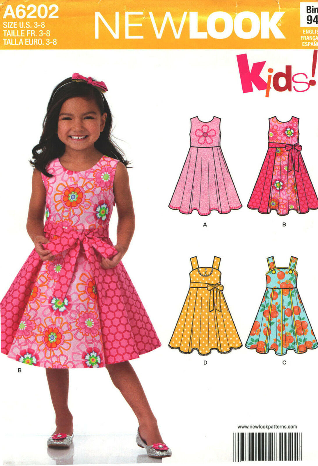 Child's DRESSES 2013 New Look Pattern 6202 Sizes 3 to 8 UNCUT - £9.44 GBP