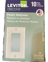 Wallplate 1-Gang 4.5&quot; L Plastic Light Almond 10-ct - LEVITON M26-80401-TMP - $184.34 MXN