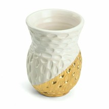 Michael Wainwright Truro Gold Flower Vase Dahlia Bud White Porcelain Gold 3&quot; NEW - £18.38 GBP