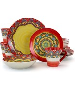 Elama Zen Red Mozaik 16 Piece Stoneware Dinnerware with Complete Setting... - $123.82 CAD