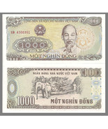 Viet Nam P-106a, 1000 Dong, Ho Chi Minh / logging with elepant, 1988 UNC - $29.50 MXN
