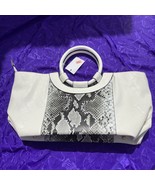 White Snake Pattern Faux Leather Tote Bag with Standing Studs and Detach... - $35.00