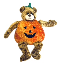 Pumpkin Fiesta Jack O Lantern Bear Bean Bag Plush Tan Orange Halloween Pellets - £15.86 GBP