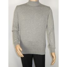 Men's Sweater Knit By BRANGO Turkey Mock Neck Cotton Blend 21050 Gray image 8