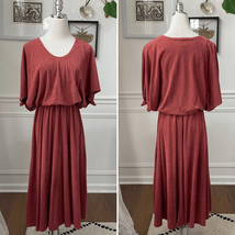Vintage 70s Patty O’Neil Rusty Brown Blouson Midi Dress XS - $38.88
