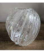 Vintage Kurata Japan for Mikasa Ribbed w/ Silver Flake Art Glass Vase - $54.44