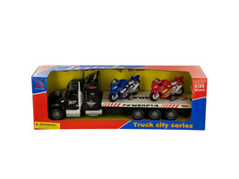 Case of 1 - Friction-Powered Semi-Truck with Motorcycles Set - $56.29