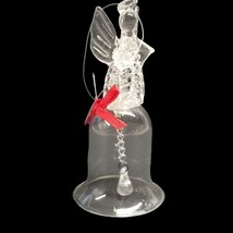 Vintage Christmas Ornament Blown Glass Angel Bell Red Bow Holiday Decor Xmas - £10.95 GBP