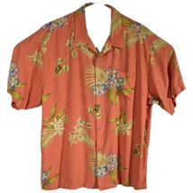 Tommy Bahama Hawaiian Shirt Mens Size XL Hibiscus Daffodils Salmon Orang... - $28.08
