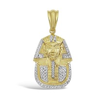 Real 10k Two Tone Gold Egyptian Pharaoh King Pendant Mens Charm 1.8&quot; - $296.01