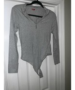 Guess Women’s Large Bodysuit Gray Long Sleeve Cotton Stretch - $11.78 CAD
