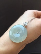 Highly-translucent Natural White Jadeite Jade Pendant 18K Solid White Go... - $7,232.30 MXN