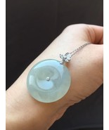 Highly-translucent Natural White Jadeite Jade Pendant 18K Solid White Go... - $7,232.30 MXN