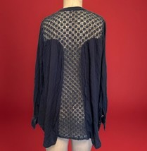 Free People Boho Long Sleeve Tunic Top Oversized Blouse Navy Blue Women’s XS - $28.49