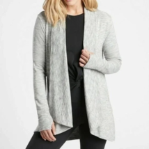 Athleta Sz S Oversized Dark Gray Open Cardigan Stash Pockets Stretch Thu... - $18.49