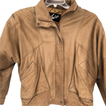 VTGWinlit Womens Leather Brown Leather Bomber Jacket Size XL Moto Riding - £40.30 GBP